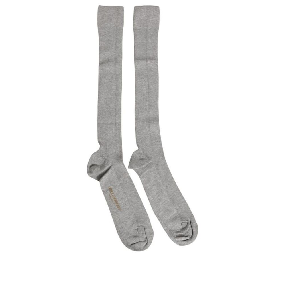 Dolce & Gabbana Men Gray Viscose Over The Calf Accessory Men's Socks